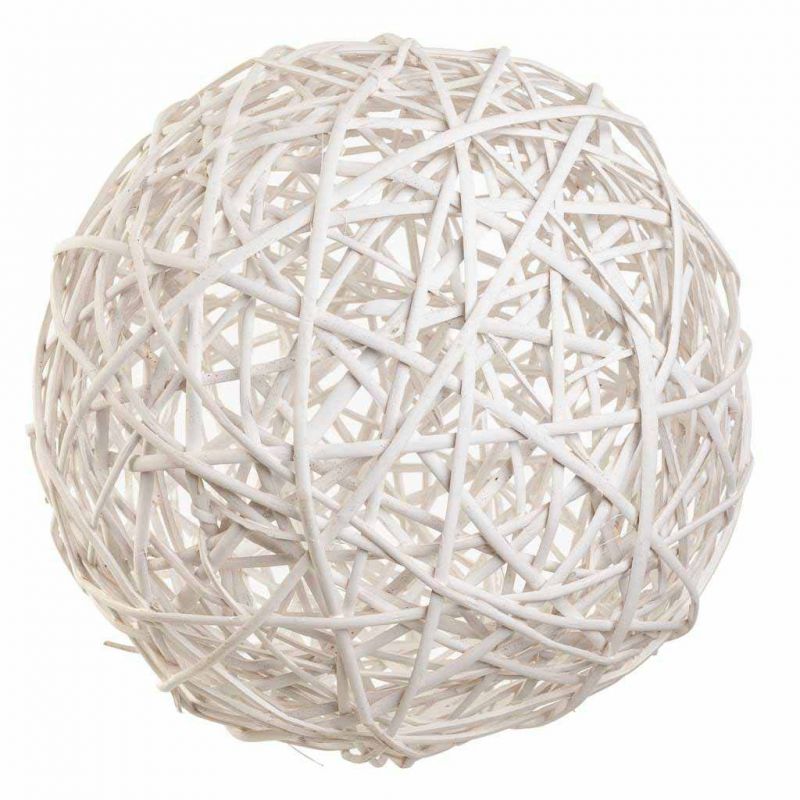 bola decoracion de mimbre blanco