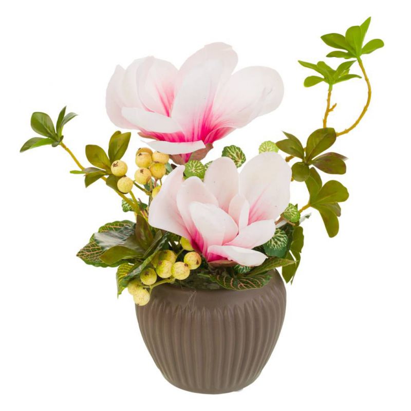 maceta de ceramica con ramo de flores