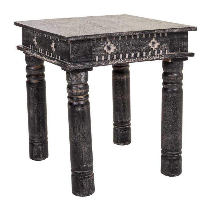 mesa de centro de madera tallada acabado artesanal