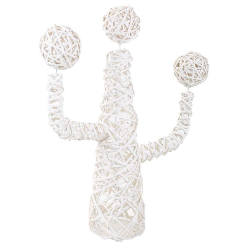 cactus decoracion de mimbre blanco
