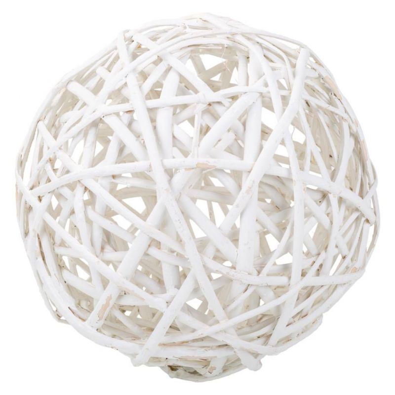 bola decoracion de mimbre blanco