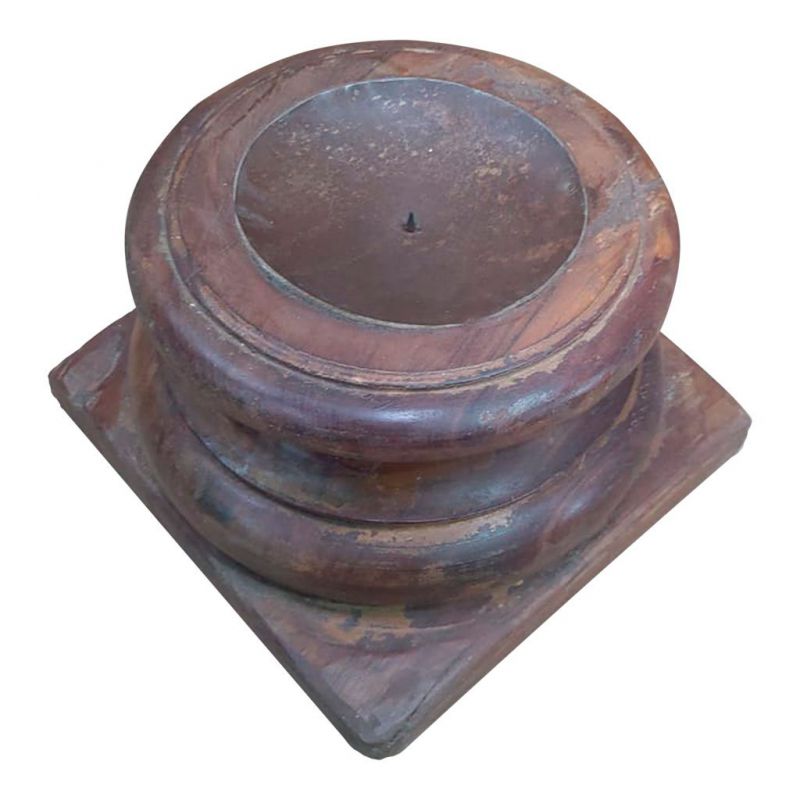 candelabro de madera acabado artesanal marron