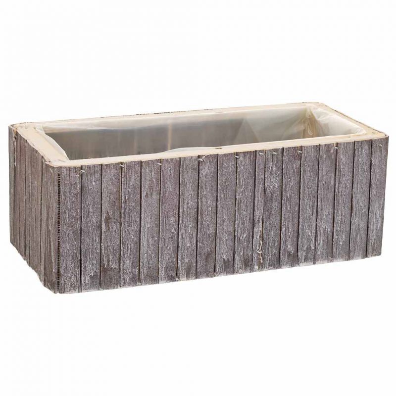 cesto rectangular de madera gris