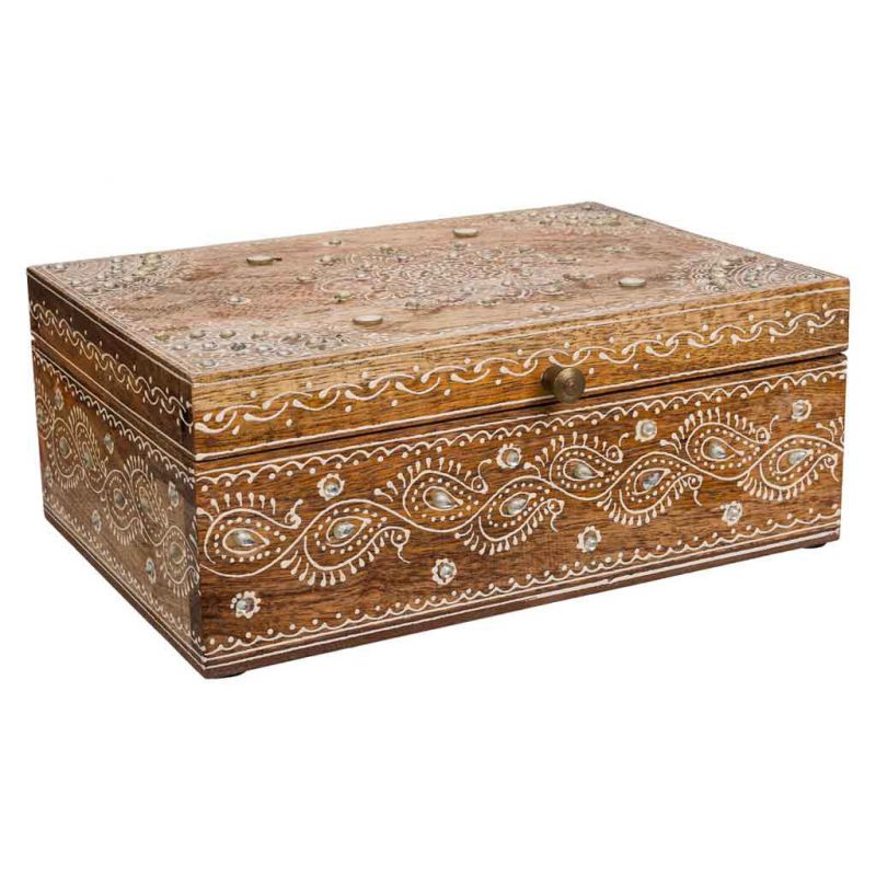 caja joyero de madera pintado artesanal