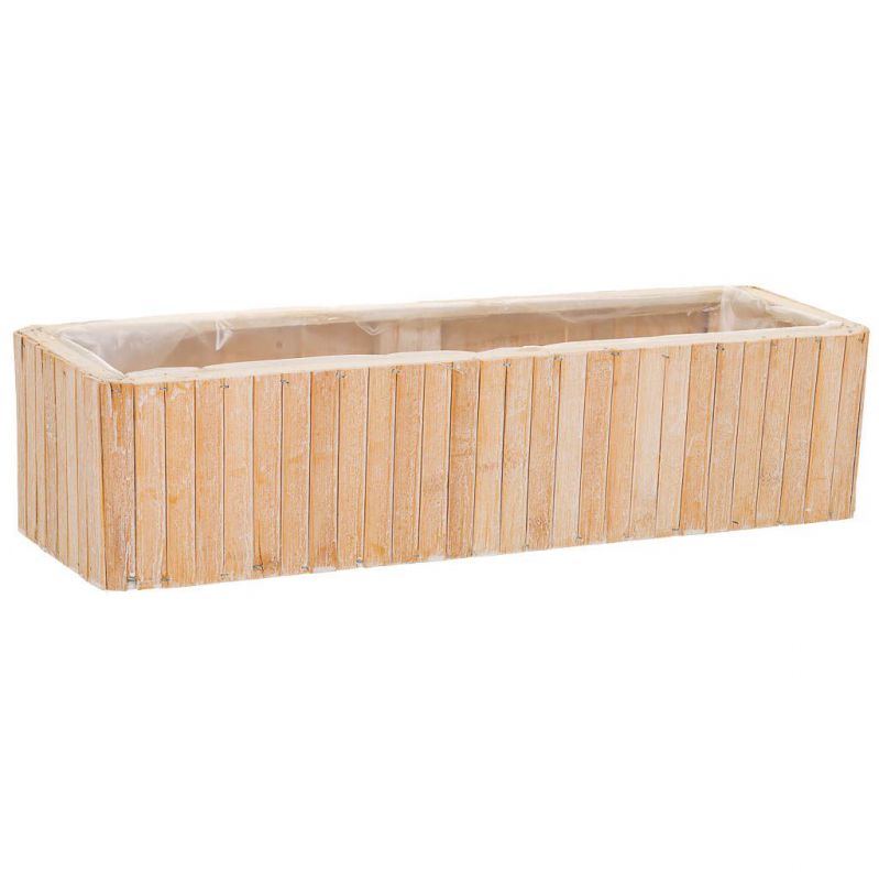 cesto rectangular de madera marron