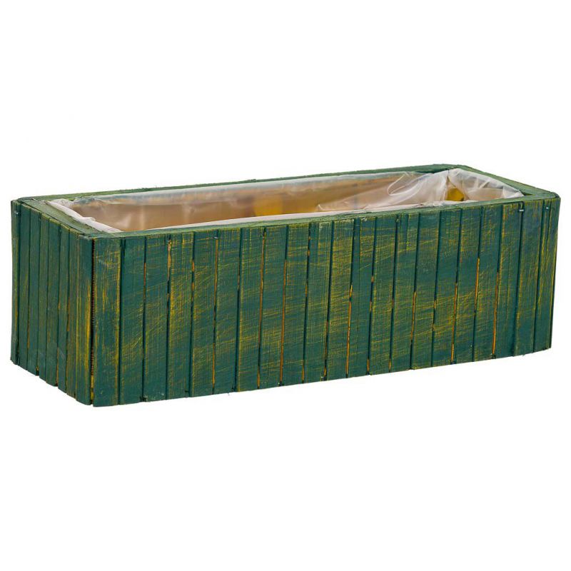 cesto rectangular de madera verde