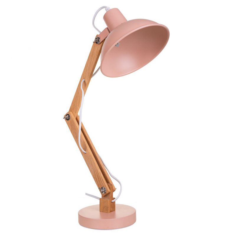 lampara flexo de mesa de metal y madera