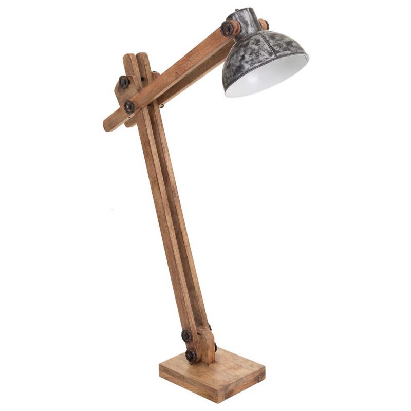 lampara de pie de metal y madera