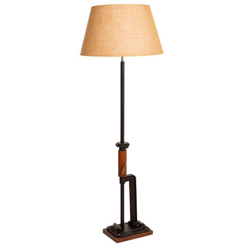 lampara de pie de madera y metal