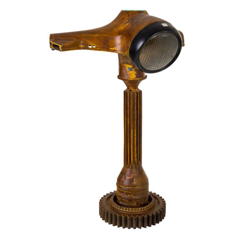 lampara de mesa de madera acabado artesanal