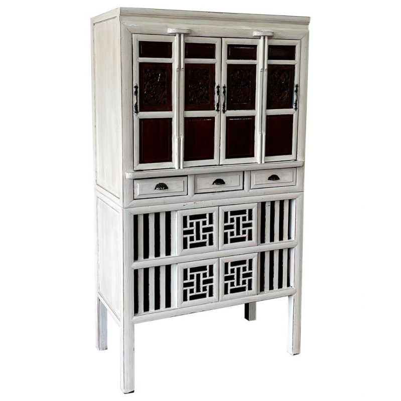 armario de madera acabado artesanal blanco