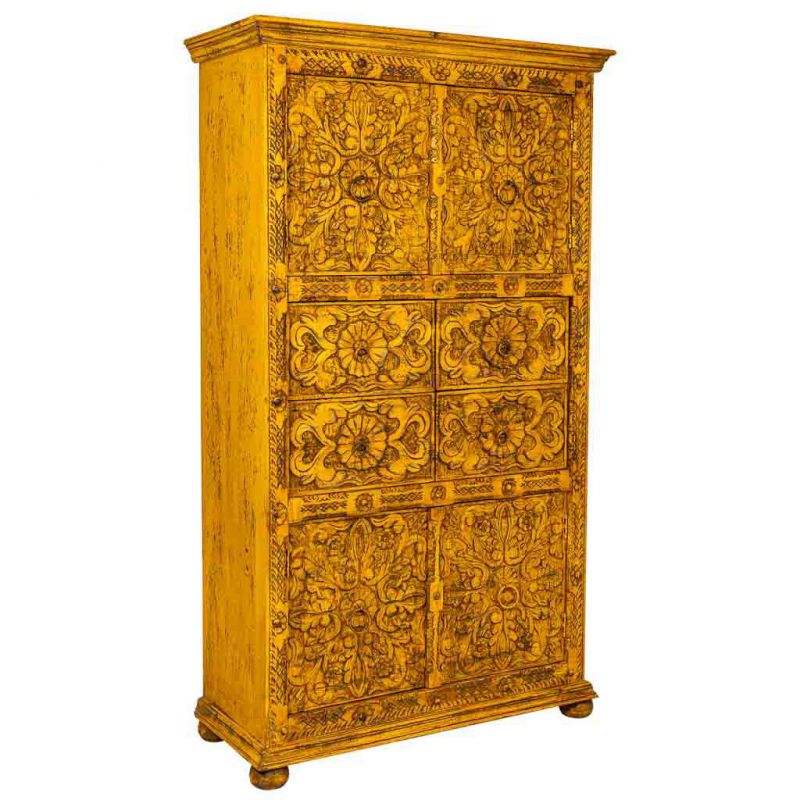 armario de madera artesanal amarillo