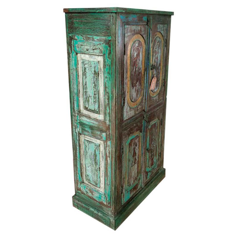 armario de madera y metal acabado artesanal verde