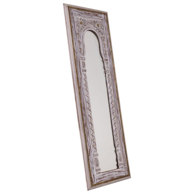 espejo de madera acabado artesanal blanco