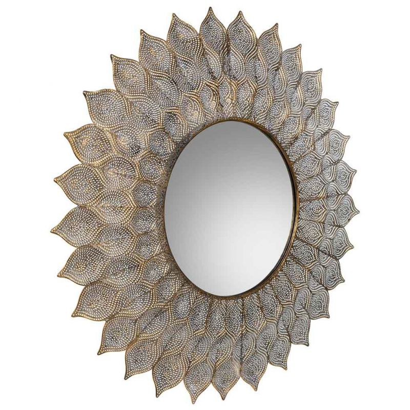 espejo de pared de metal dorado