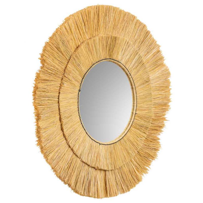 espejo de fibra natural marron