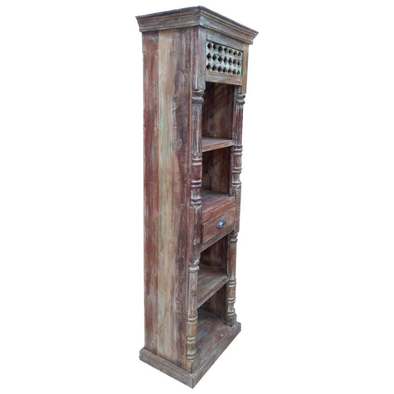 estanteria librería de madera acabado artesanal marron