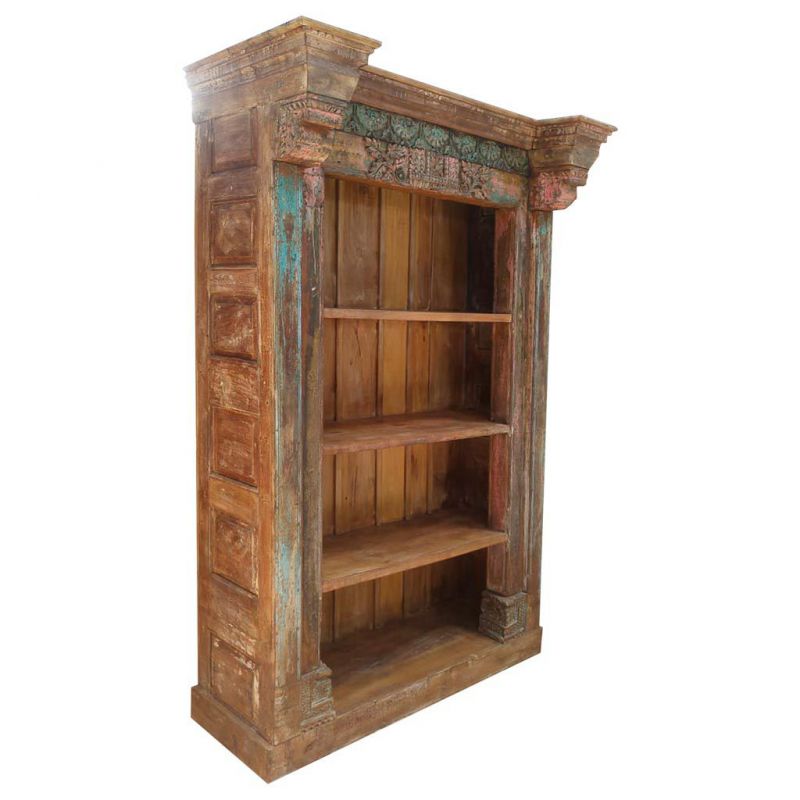 estanteria de madera acabado artesanal marron