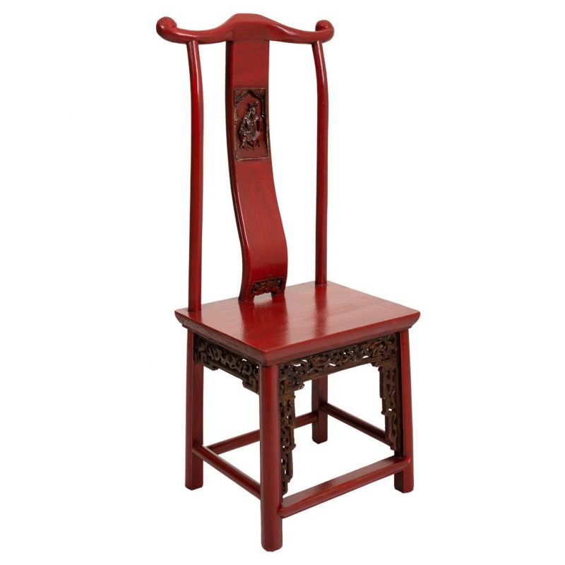 silla de madera acabado artesanal rojo