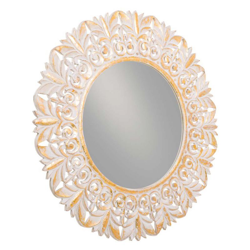 espejo de madera  artesanal blanco