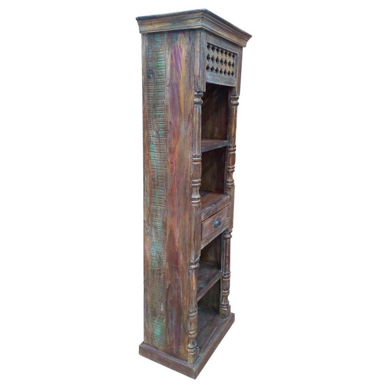 estanteria librería de madera acabado artesanal marron