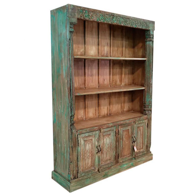 estanteria de madera acabado artesanal verde