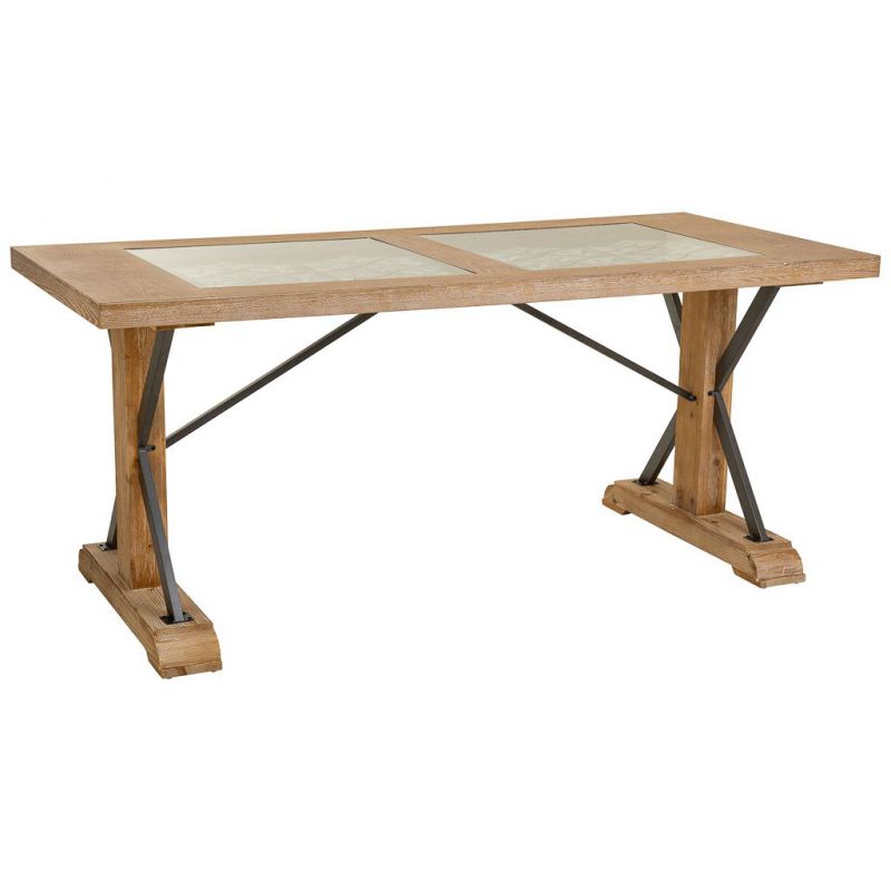 mesa de madera y metal marron