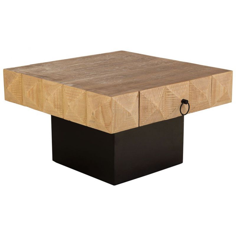 mesa de centro de madera de 1 cajon marron