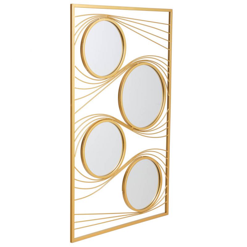 espejo rectangular de pared de metal dorado