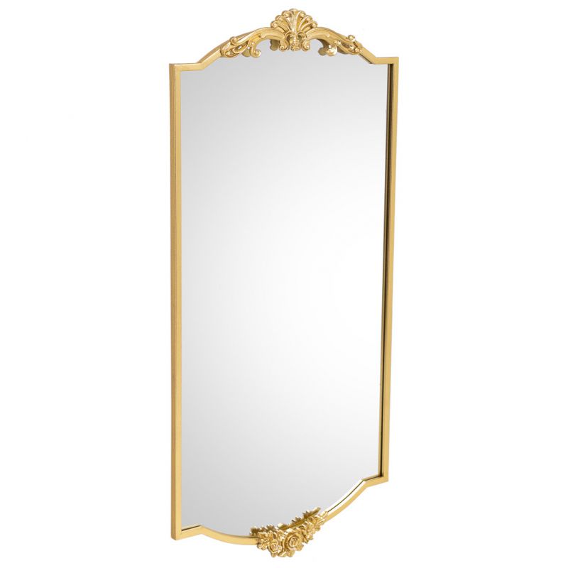 espejo de pared de metal dorado