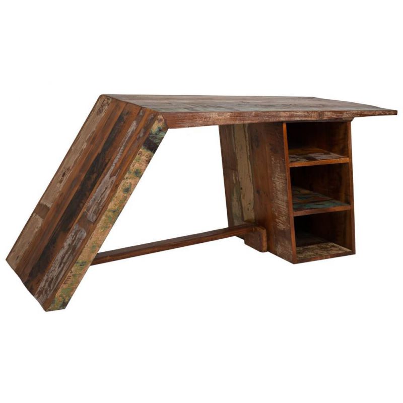 mesa escritorio de madera acabado artesanal