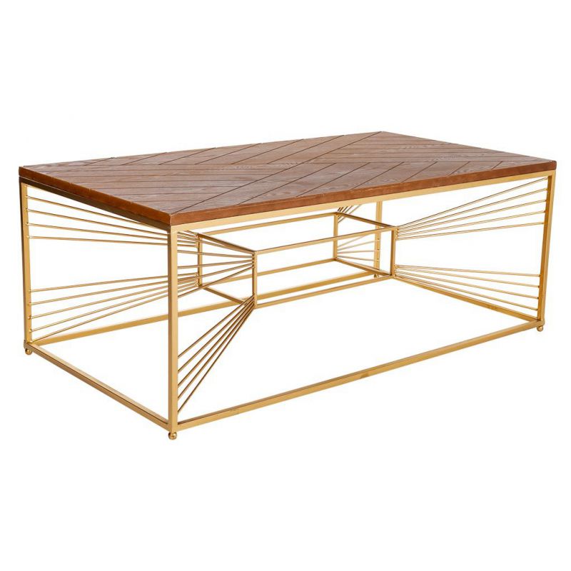 mesa de centro de madera y metal