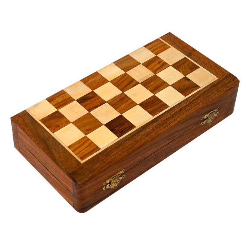 ajedrez magnético plegable de madera marron