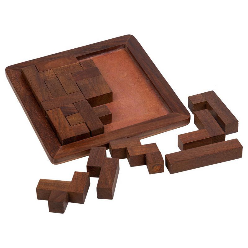 juego de rompecabezas en zigzag de madera marron