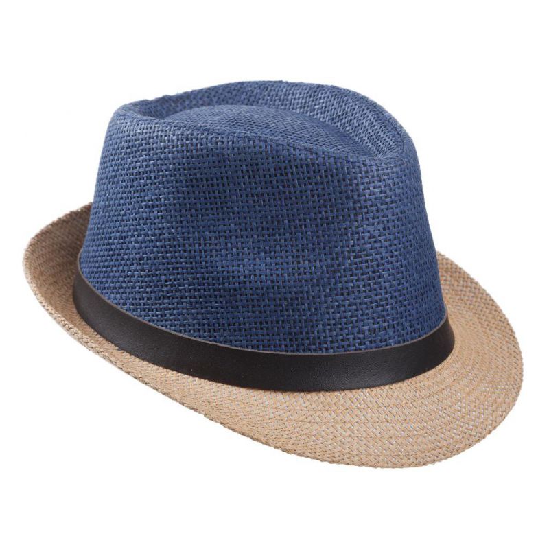 sombrero fedora bicolor con detalle hebilla