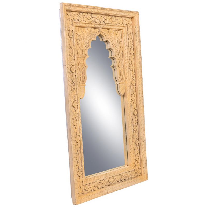espejo de madera acabado artesanal marron