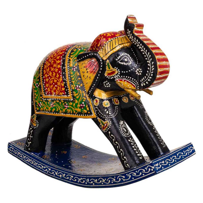 elefante de madera pintado artesanal