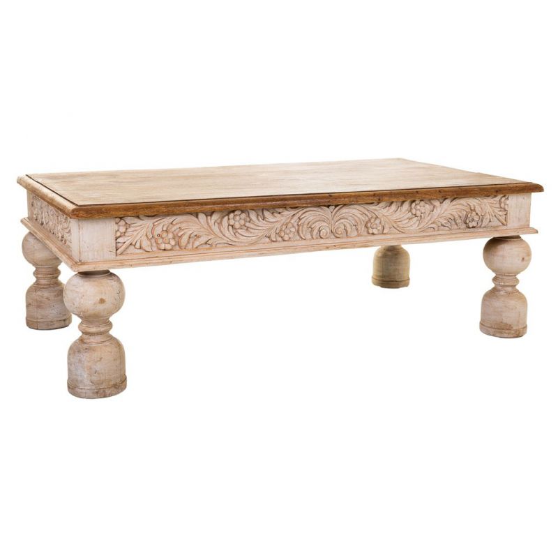 mesa de centro de madera acabado artesanal