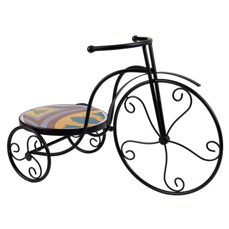 bicicleta macetero de forja y mosaico