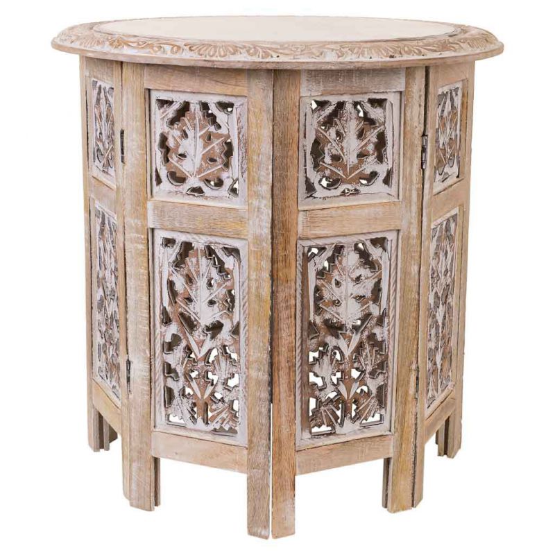 mesa de centro de madera  artesanal blanco