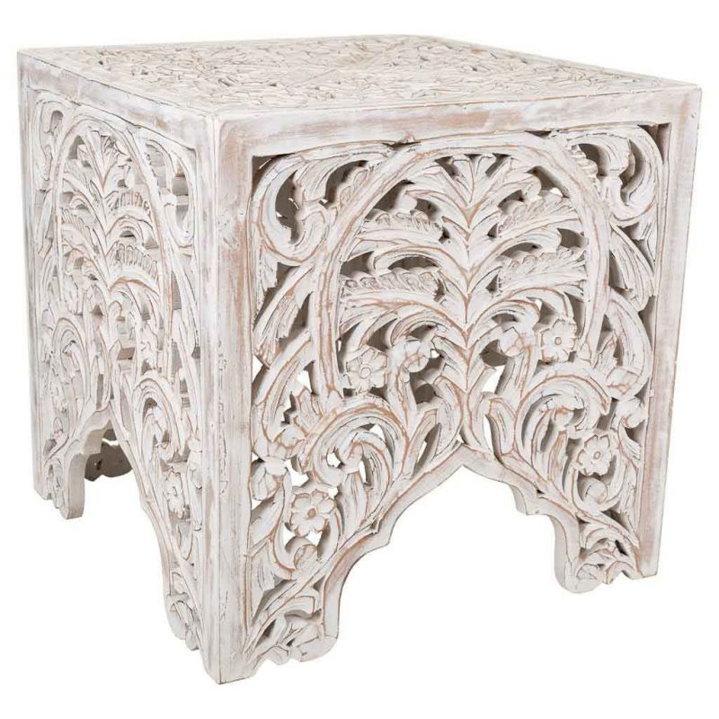mesa de centro de madera  artesanal blanco