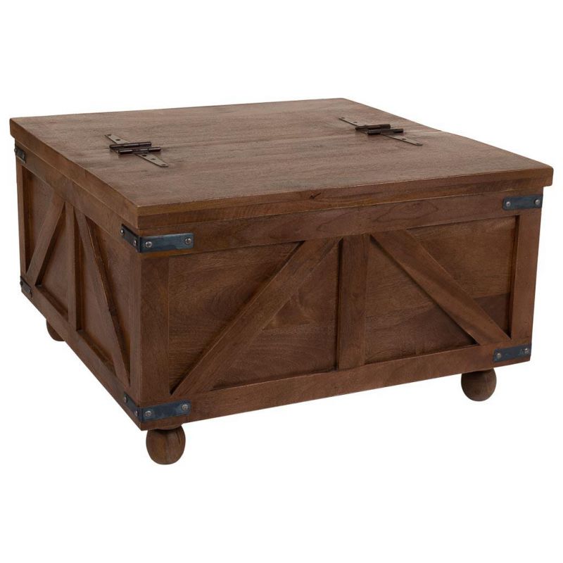 mesa baul de centro de madera marron
