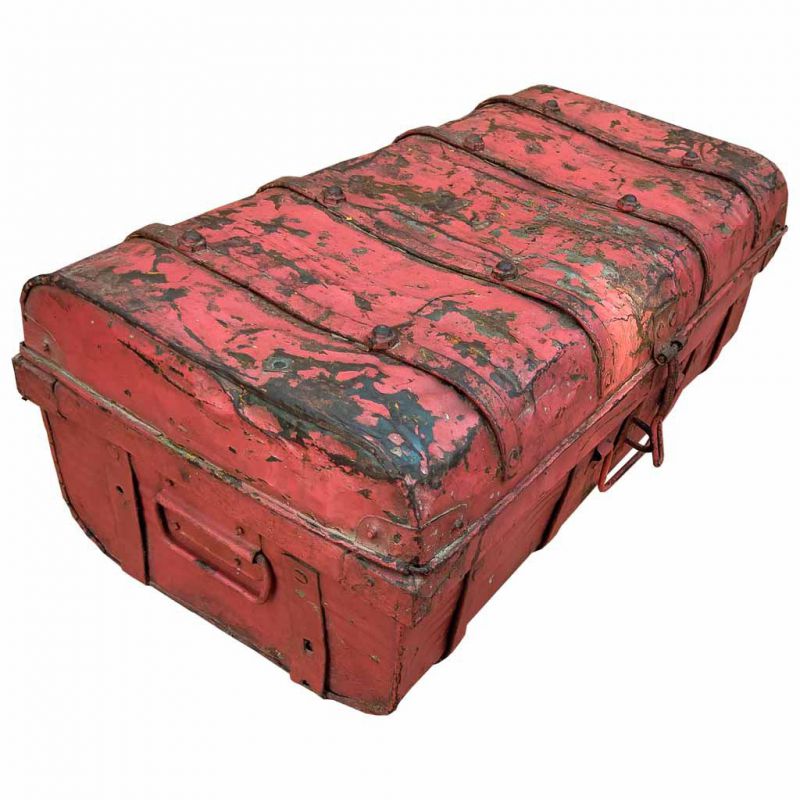 maleta de metal acabado artesanal rojo