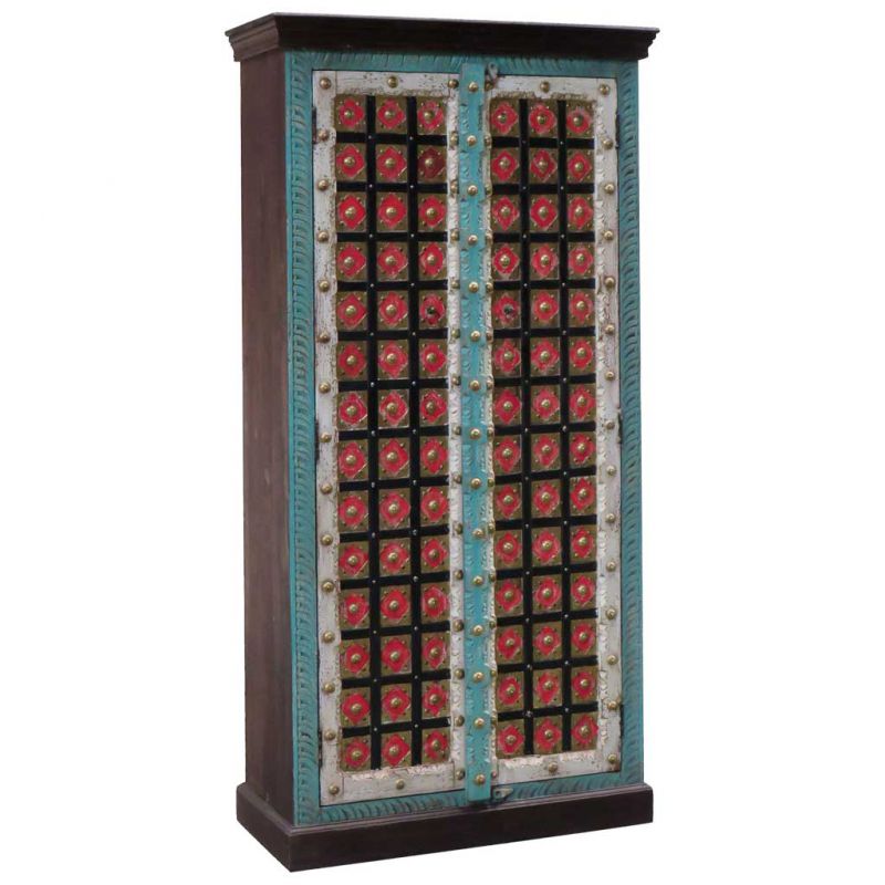 armario de madera acabado artesanal con 2 puertas azul