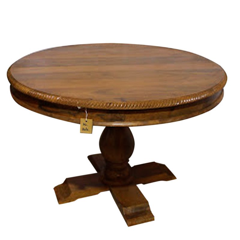 mesa de comedor de madera acabado artesanal marron