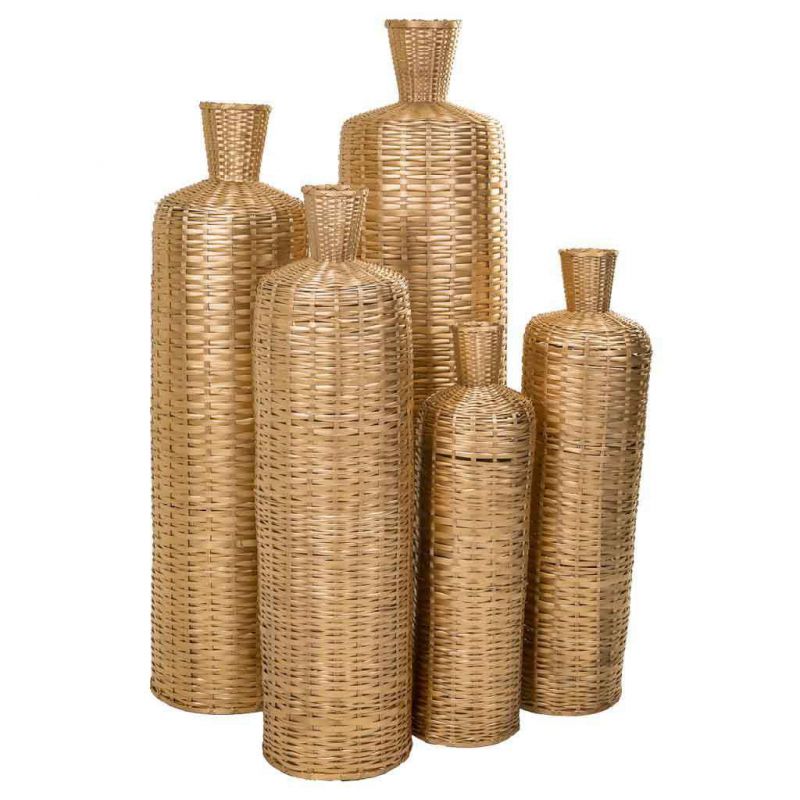botellas bambu lac oro set 5 pzas