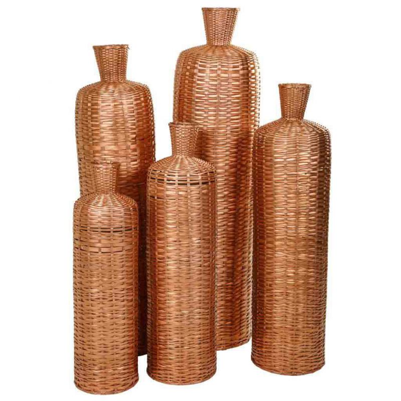 botellas bambu lac bronce set 5 pzas
