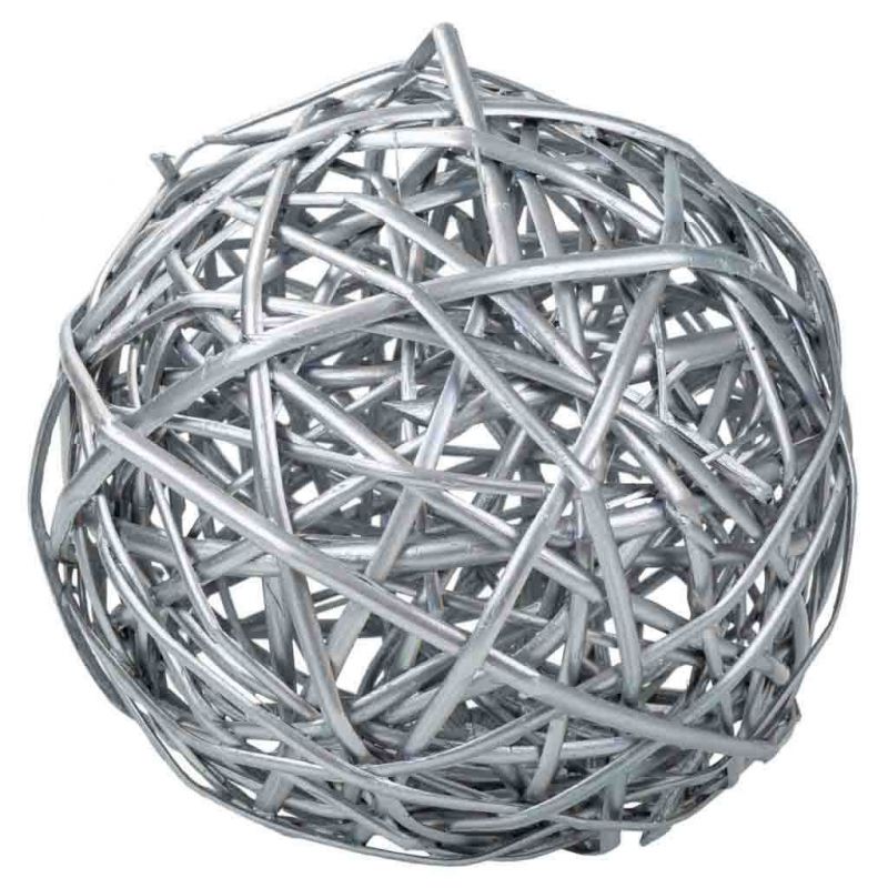 bola decoracion de mimbre plata