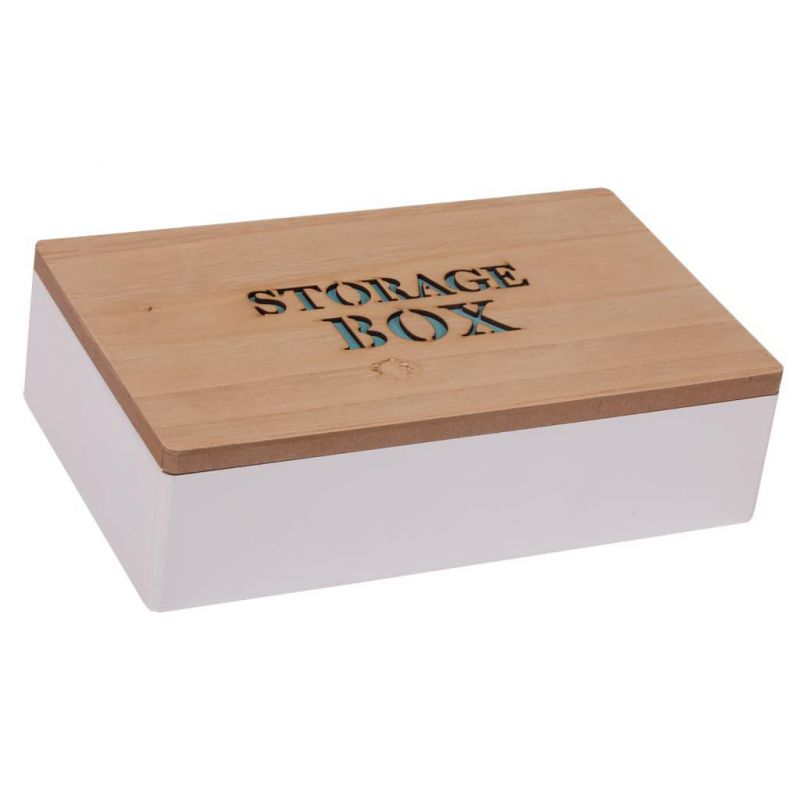 caja de madera lac blanco y tapa natural