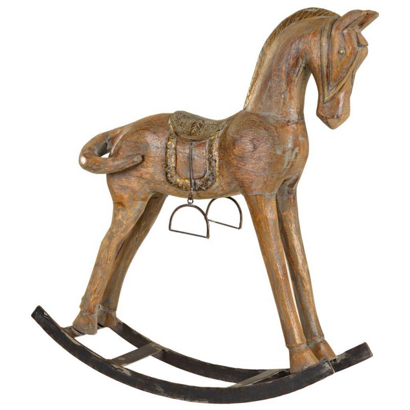 caballo balancin de madera acabado artesanal